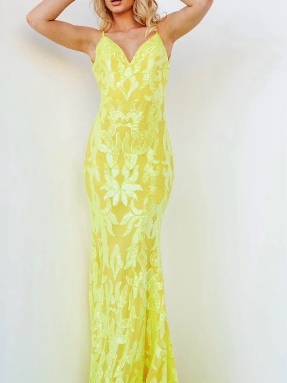 Jovani Yellow Dress STYLE 07784 (Size 8) - Picture 6 of 7